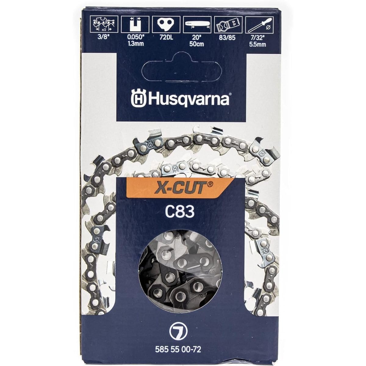 Amazon Husqvarna 585550072 20 Chainsaw Chain X Cut 3 8 050 72 DL Patio Lawn Garden