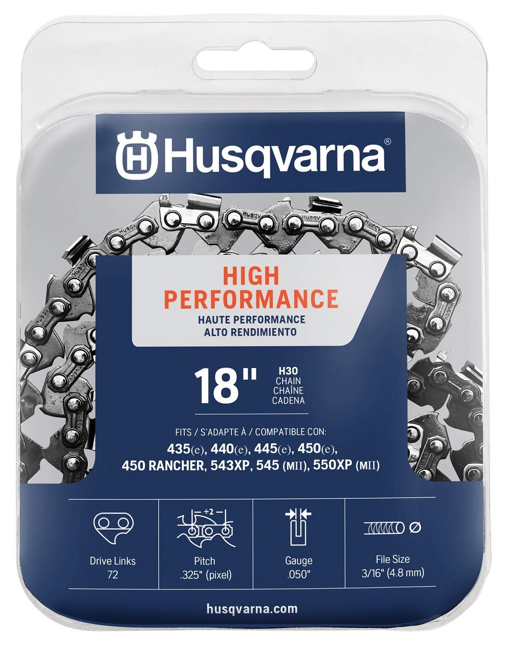 Amazon Husqvarna Chainsaw Chain 18 Inch 050 Gauge 325 Pitch Low Kickback Low Vibration Orange Gray 18 Inches 531300439 Chain Saw Chains Patio Lawn Garden