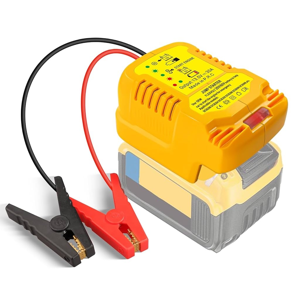 Amazon Jumper Cables For Car With Adapter For DeWalt 20V Battery 11AWG Cable Jump Starting Adapter For Car Using Tool Battery Portable Jumper Cables For Car Battery To Cars And SUVs NO