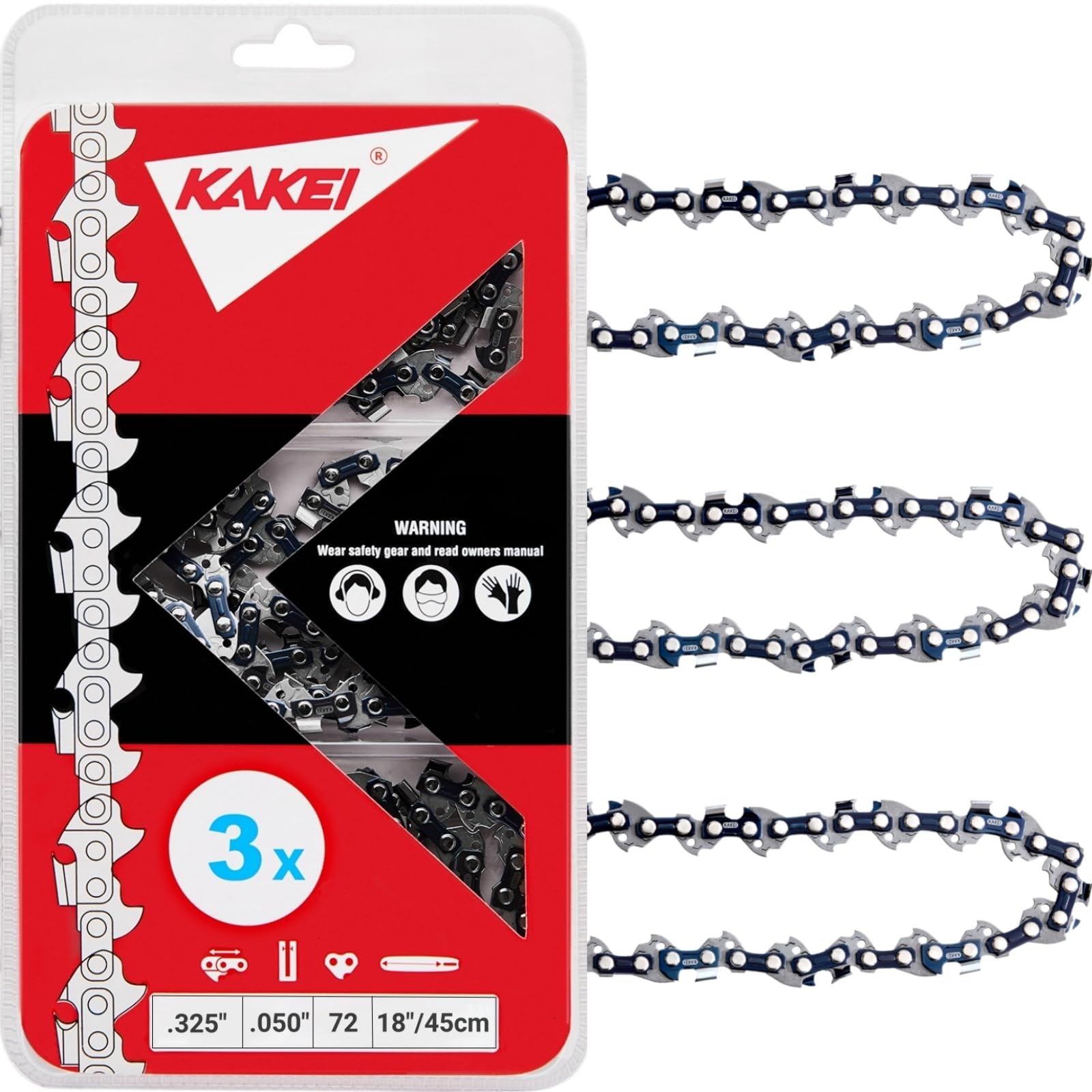 Amazon KAKEI Husqvarna Chainsaw Chain 18 Inch 325 Pitch 050 Gauge 72 Drive Links Fits Husqvarna 440 Echo CS 400 Jonsered 591094872 20lpx072g H72 3 Chains Patio Lawn Garden