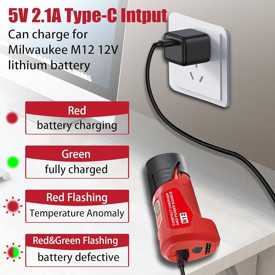 Amazon M 12 USB Power Source Battery Charger With Type c Port DC 12V Outlet Replacement For Milwaukee M 12 12V Battery Adapter Milwaukee Heated Jacket 49 24 2310 48 59 1201 Compatible With 48 11 2420 Tools 