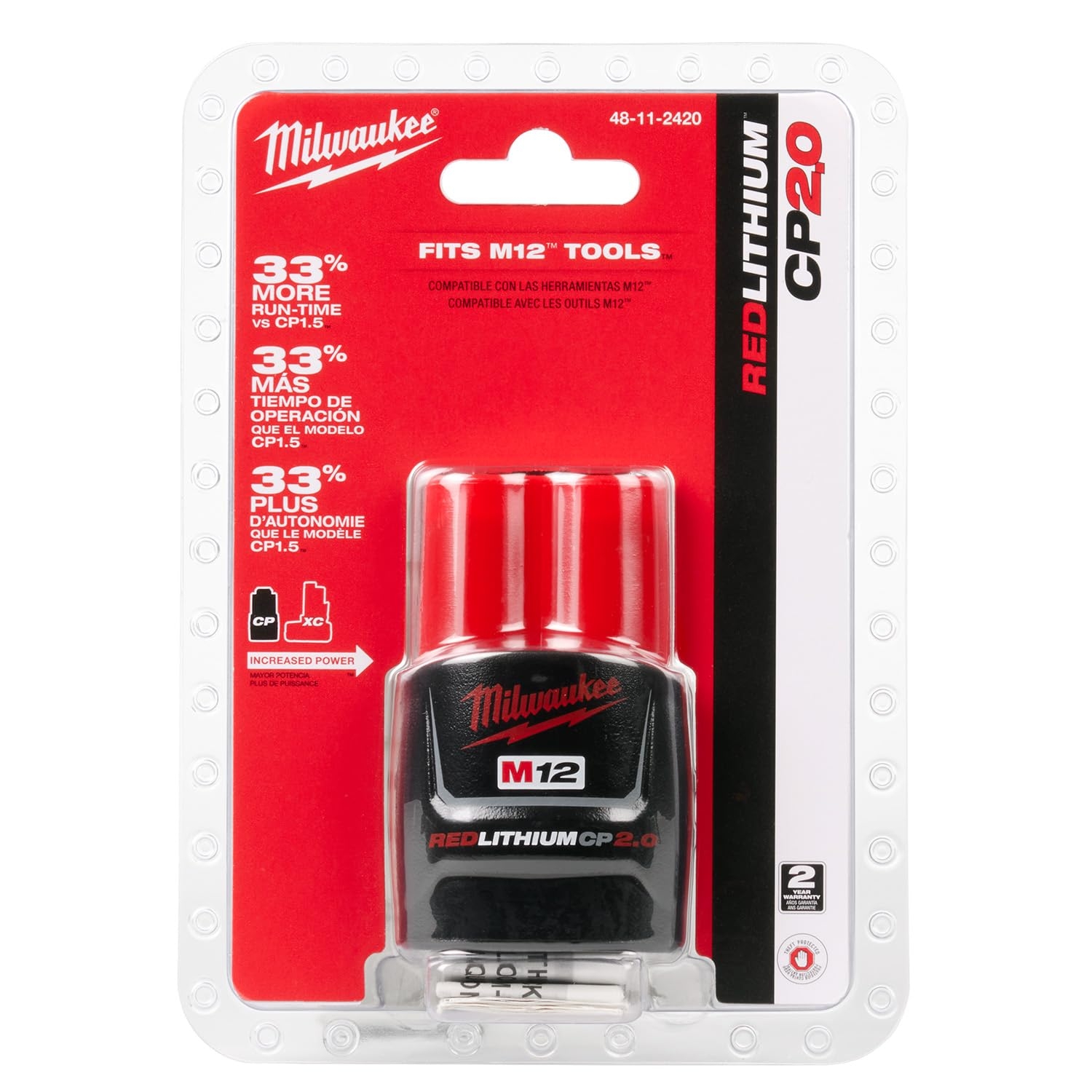 Amazon Milwaukee 48 11 2420 M12 REDLITHIUM 2 0 Compact Battery Pack 1 Pack Tools Home Improvement