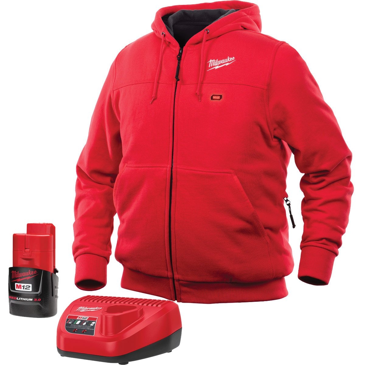 Amazon Milwaukee Heated Hoodie M12 12V Lithium Ion Battery And Charger Included Large Red Clothing Shoes Jewelry