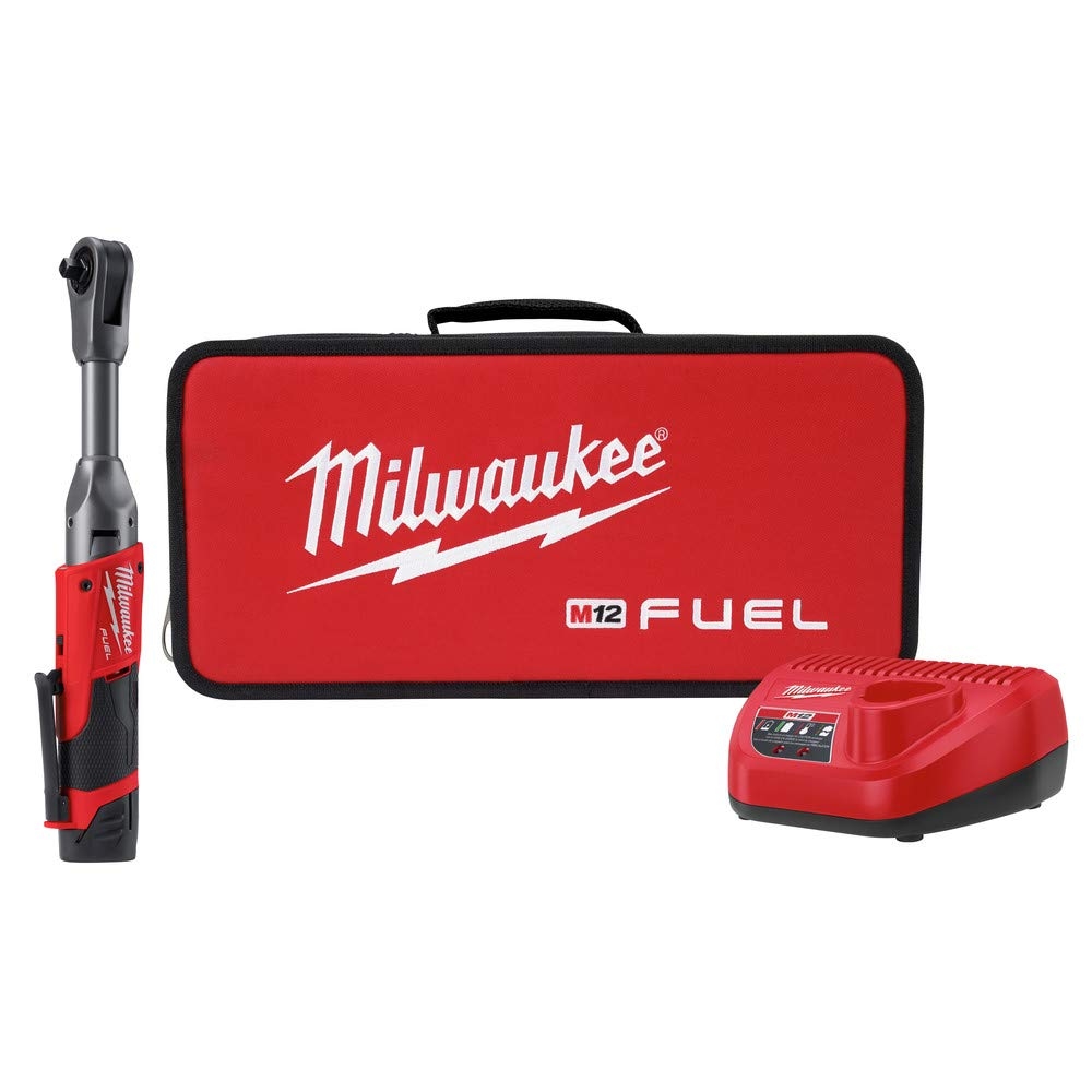 Amazon Milwaukee M12 FUEL 3 8 In Extended Reach Ratchet 1 Battery Kit Tools Home Improvement