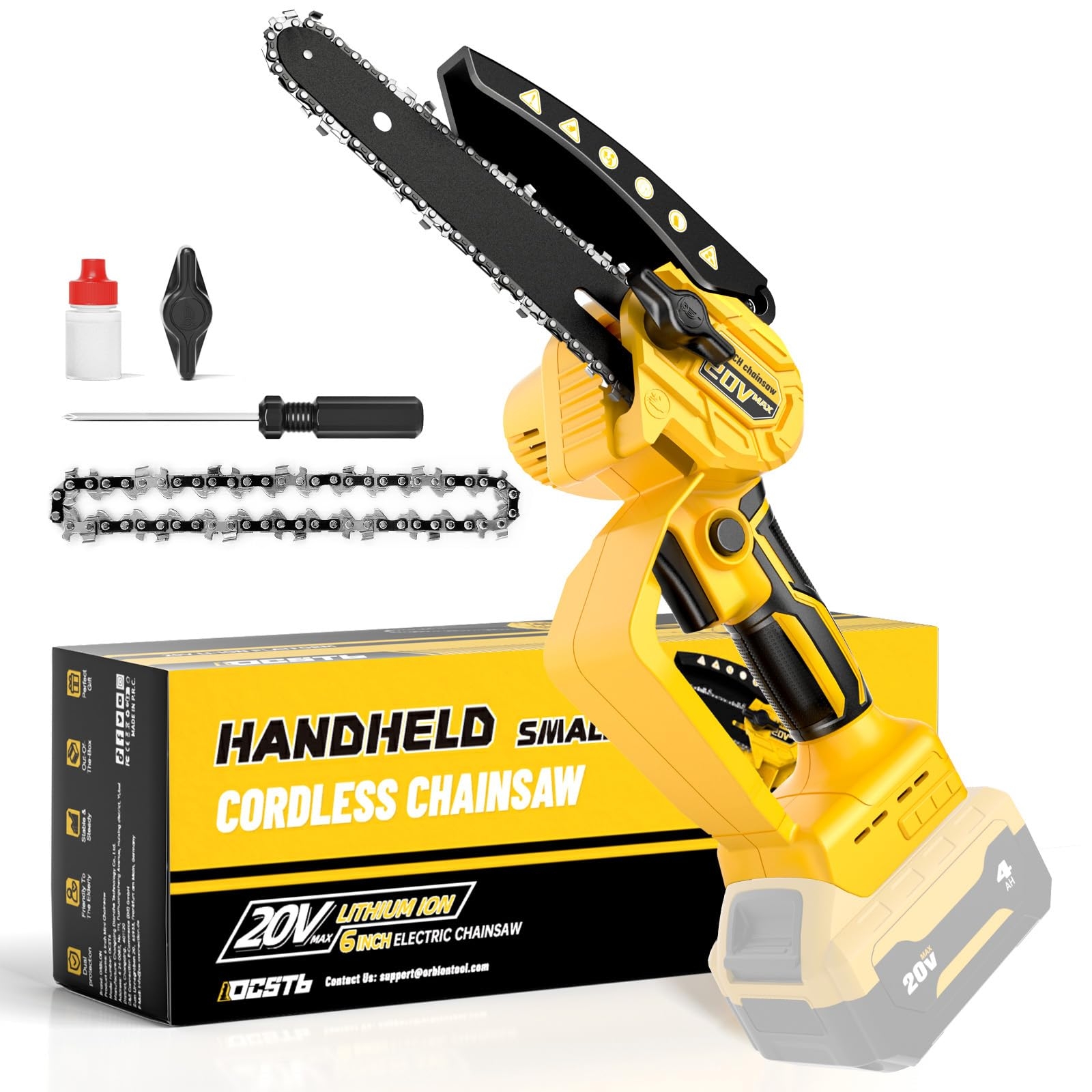 Amazon Mini Chainsaw Compatible With Dewalt 20V Battery Battery NOT Included Cordless Pruning With Security Lock U0026 Replacement Chain Battery Powered Mini Chainsaw For Tree Trimming Patio Lawn U0026 Garden