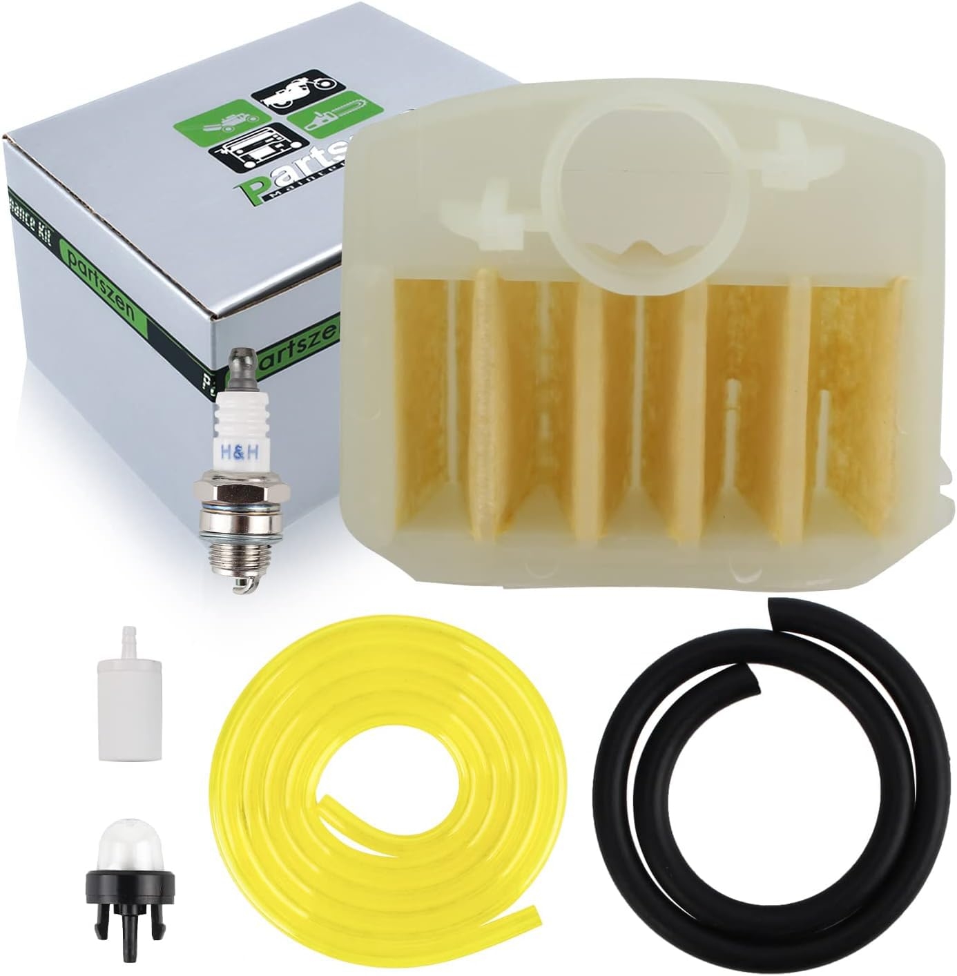 Amazon Partszen Air Fuel Filter For Husqvarna 340 345 346xp 350 351 353 Chainsaw Carb Tune Up Kit With Fuel Line Spark Plug Primer Bulb Patio Lawn Garden