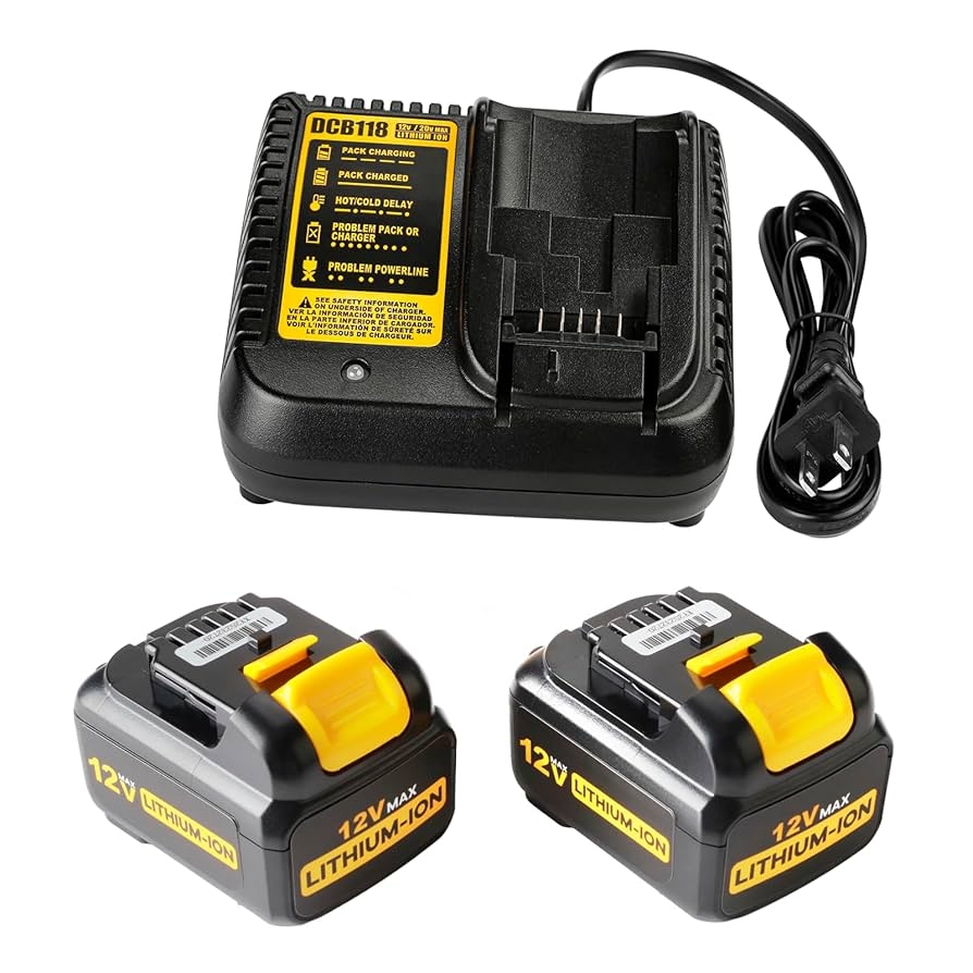 Amazon Powilling 6 0Ah 12V Battery Replacement For Dewalt 12V Battery And Charger Kit Compatible With Dewalt 12 Volt Max DCB120 DCB122 DCB124 DCB125 DCB126 DCB127 Not For 20V Tools U0026 Home