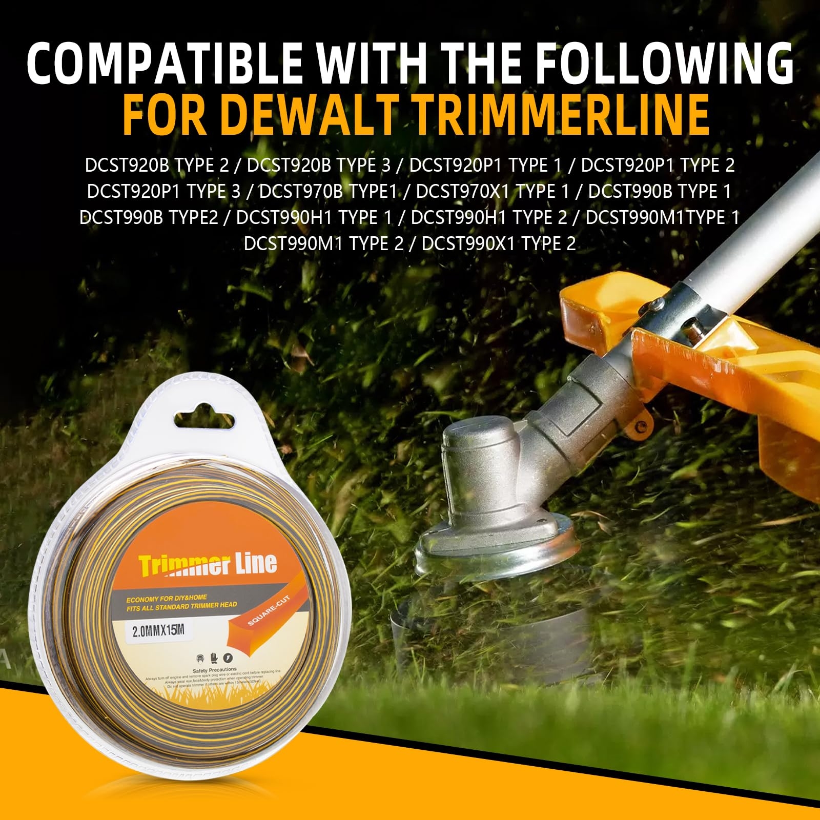 Amazon String Trimmer Line Replacement For DEWALT DWO1DT802 Weed Eater String 080 Inch X 50 Foot For DEWALT Weed Trimmer 20V DCST922P1 DCST925 DCST925B DCST972 DCST972B DCST925M1 DCST920B DCST970B Patio Lawn U0026