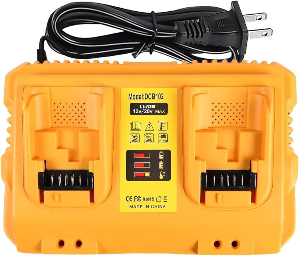 Amazon TeenPower 12 20V Max Battery Charger Replacement For Dewalt DCB102 Compatible With 12V 20V Max Lithium Battery DCB124 DCB203 DCB204 DCB606 2 Port Simultaneous Charging Tools U0026 Home Improvement
