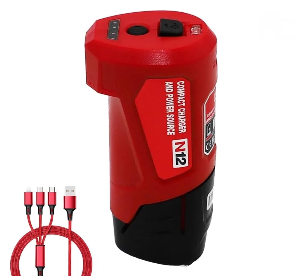 Amazon Tool Army M12 Portable Power Adapter Power Station 48 59 1201 49 24 2310 Compatible With Milwaukee M 12 12V Heated Jacket Battery Red MIL M12 Tools Home Improvement