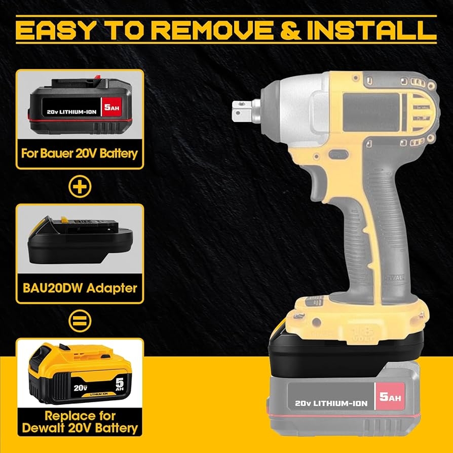Amazon TPDL Adapter For Bauer 20V Li ion Battery Convert To For Dewalt 20V MAX Battery Use For Dewalt 20V 60V Battery Cordless Power Tools Adapter Only Tools Home Improvement