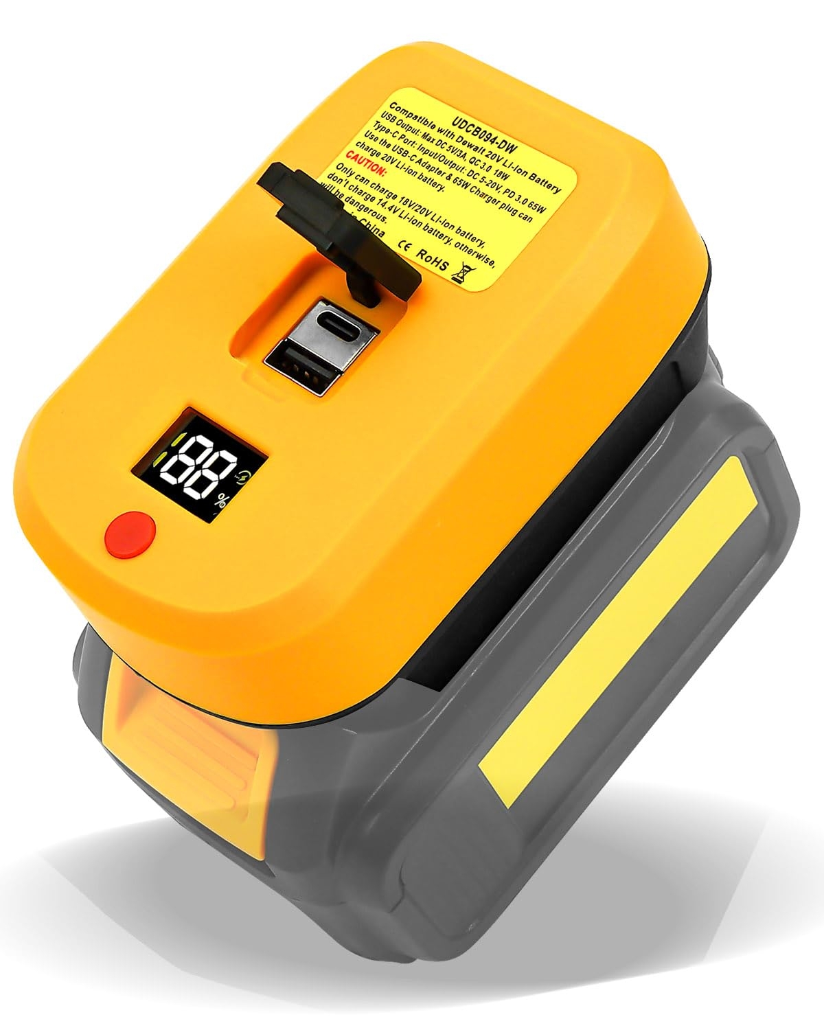 Amazon USB Charger Adapter Fit For Dewalt 18V 20V 60V Battery 65W Fast Charger Battery Adapter With Real time LCD Display Waterproof Port Cover 1 USB 1 Type C Port 