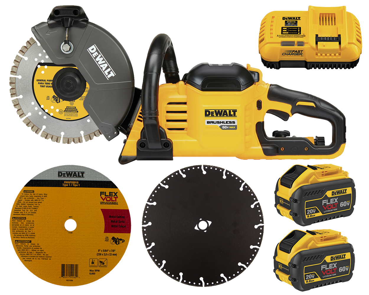 AMKUS DEWALT 9 CUT OFF SAW KIT 2 BATT CUT OFF WHEEL AND 9 DIAMOND RESCUE BLADE AMKUS