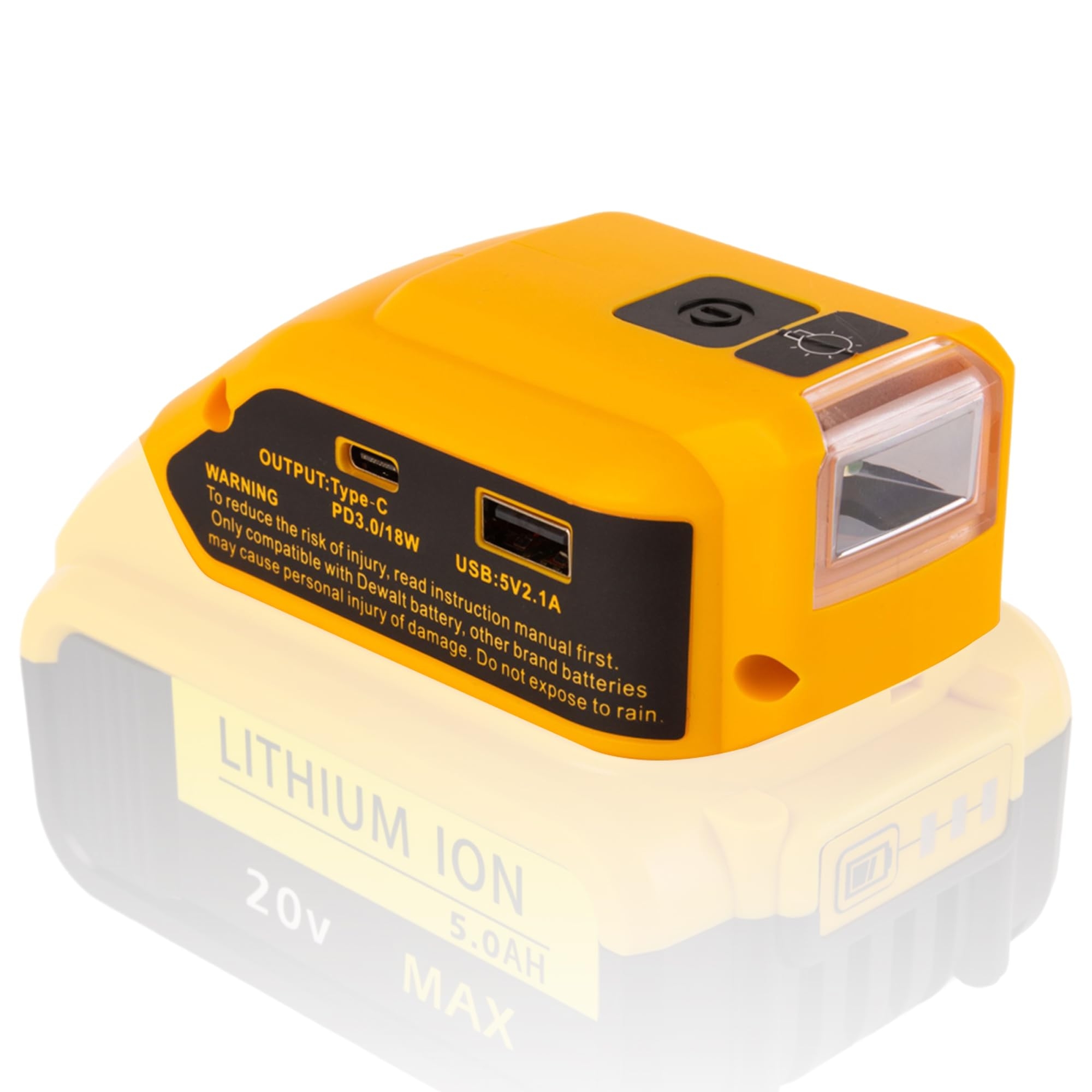 Battery USB Charger Adapter For DeWalt 20V MAX Battery Generator Power Converter With USB Charger Type C And LED Lights For Work RV Camping Travel Tool Only Amazon