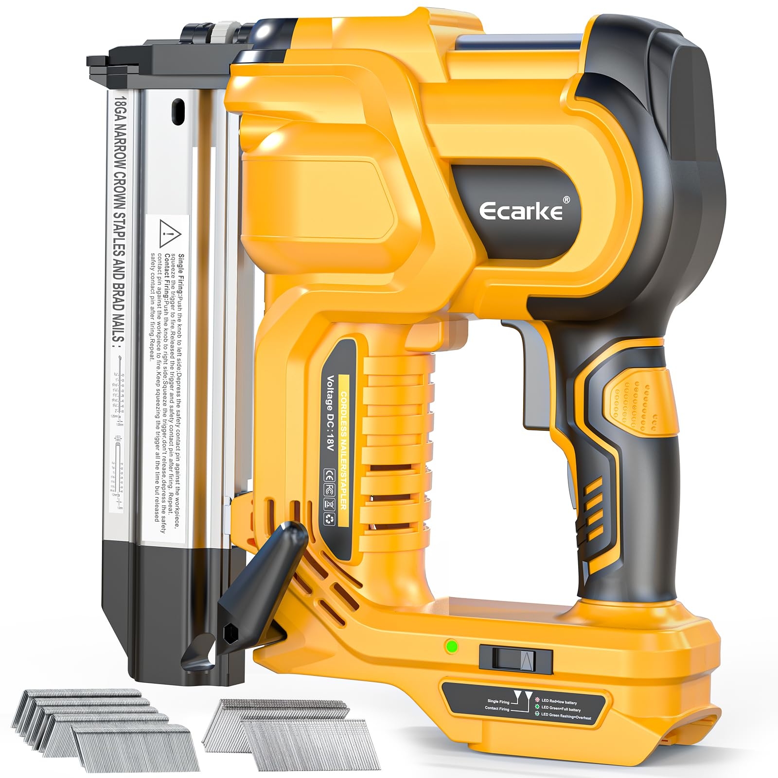Brad Nailer Cordless Stapler For DeWalt 20V Battery 2 In 1 Electric Nail Gun Staple Gun With 18GA Nails Staples Battery Power 2 Inch Nailer For Trim Wood Crafting Home DIY Tool Only Amazon
