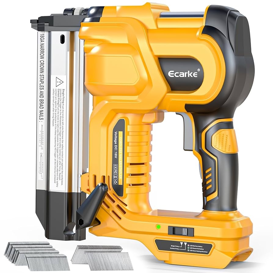 Brad Nailer Cordless Stapler For DeWalt 20V Battery 2 In 1 Electric Nail Gun Staple Gun With 18GA Nails Staples Battery Power 2 Inch Nailer For Trim Wood Crafting Home DIY Tool Only Amazon