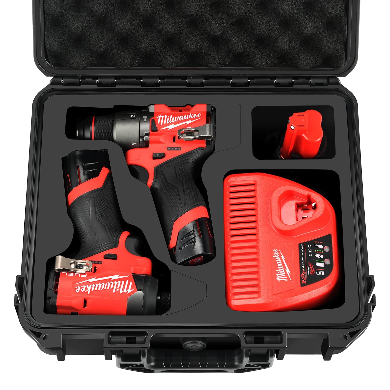 Case For Milwaukee M12 Impact Driver Drill Set Waterproof Tool Box With Removable Modules For Milwaukee Fuel Tools Combo Kit Tool Bag For Hammer Drill Impact Driver Battery Charger Case Only Amazon
