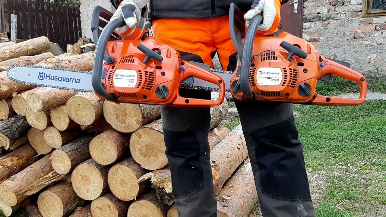 Chainsaw Of The New Generation Husqvarna 120 Mark II And The Old Model Husqvarna 236 E series YouTube