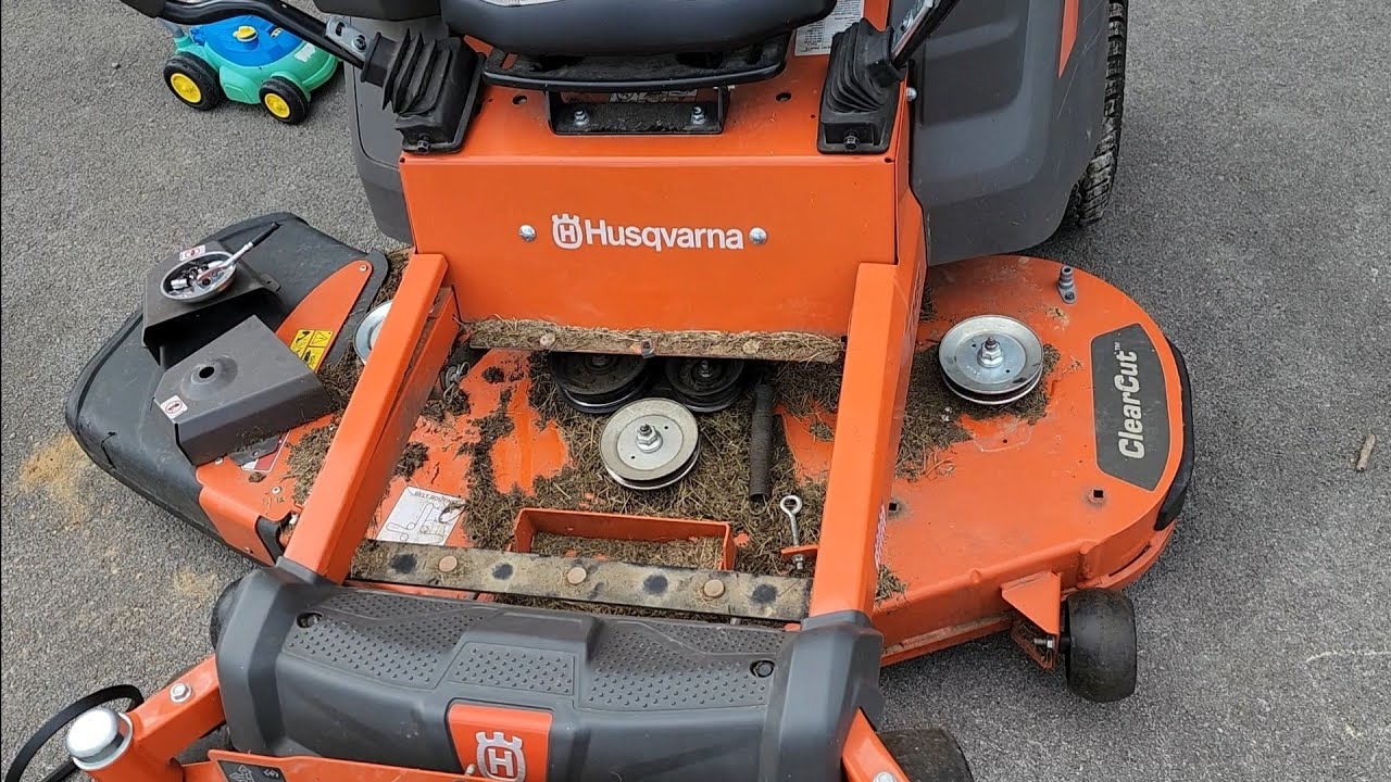 Changing The Mower Deck Belt On A Husqvarna Zero Turn Lawnmower Z 248F YouTube