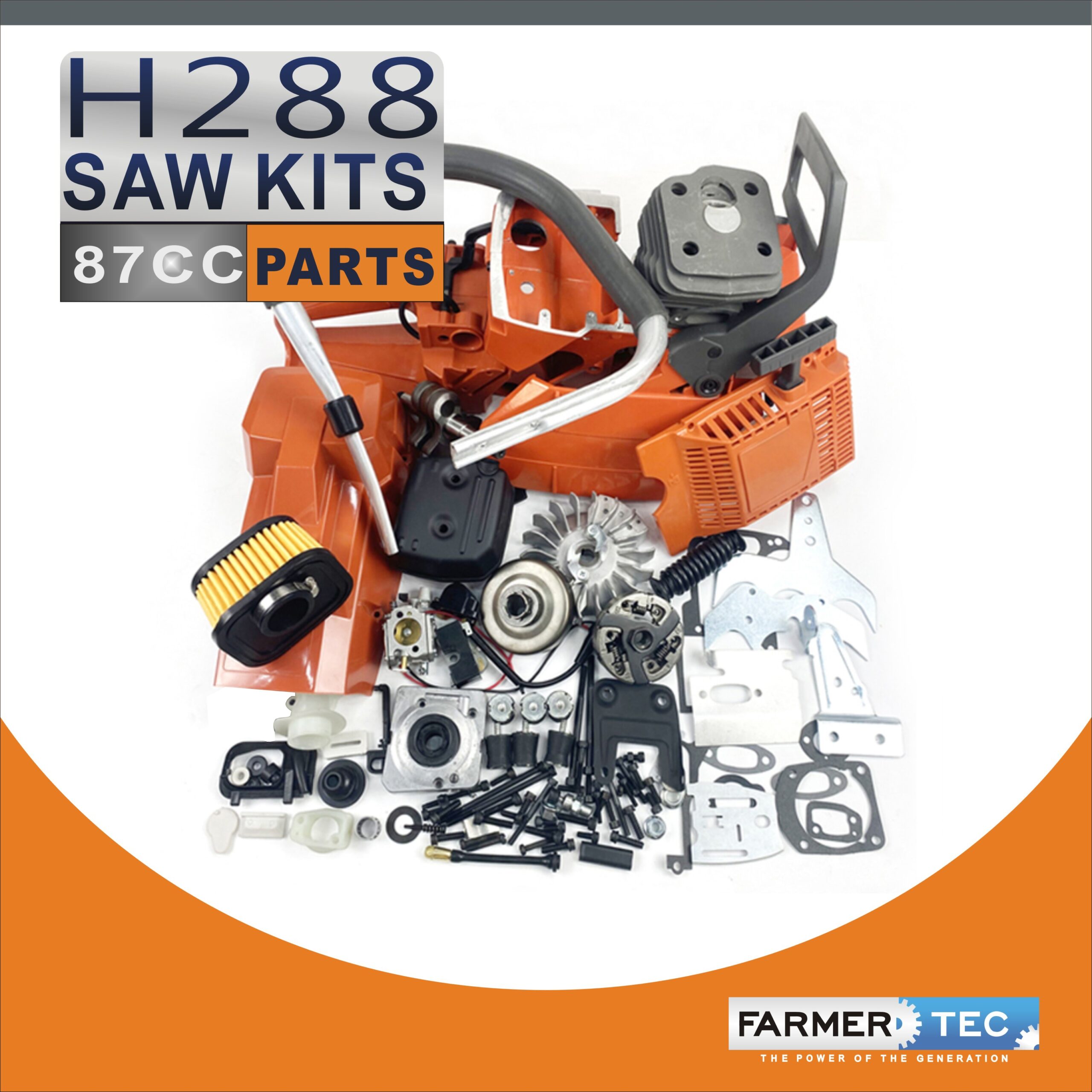 Complete Aftermarket Repair Parts Kit For HUSQVARNA 181 281 288 288XP Chainsaw Engine Motor Crankcase Crankshaft Carburetor Fuel Tank Cylinder Piston Ignition Coil Muffler
