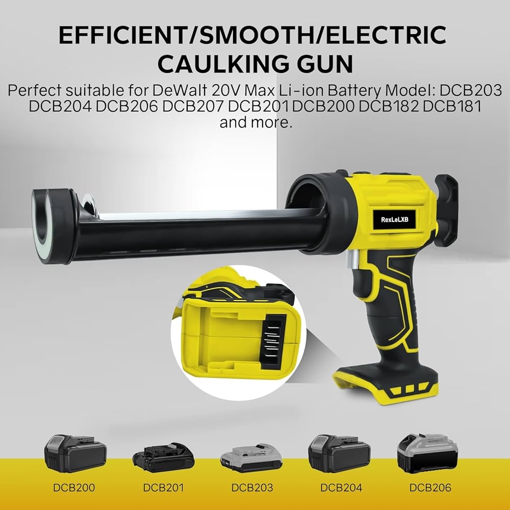 Cordless Caulking Gun For Dewalt 20V Battery Electric Caulk Adhesive Gun With 450lm LED Light 4 Adjustable Speeds Drip free Caulk Gun 10oz 300ml Caulking Tool For Filling Sealing No Battery Amazon