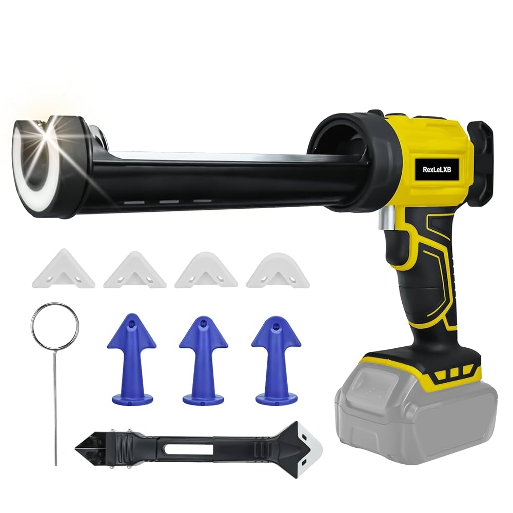 Cordless Caulking Gun For Dewalt 20V Battery Electric Caulk Adhesive Gun With 450lm LED Light 4 Adjustable Speeds Drip free Caulk Gun 10oz 300ml Caulking Tool For Filling Sealing No Battery Amazon
