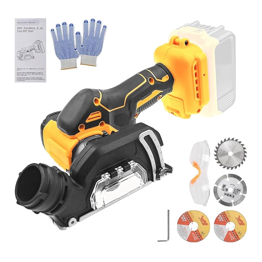 Cordless Cut Off Tool Compatible With Dewalt 20V MAX Battery Tile Cutter With 4pcs 3 Saw Blades For Soft Metal Wood Tile And Plastic 20000RPM 500W Brushed Motor Yellow Amazon