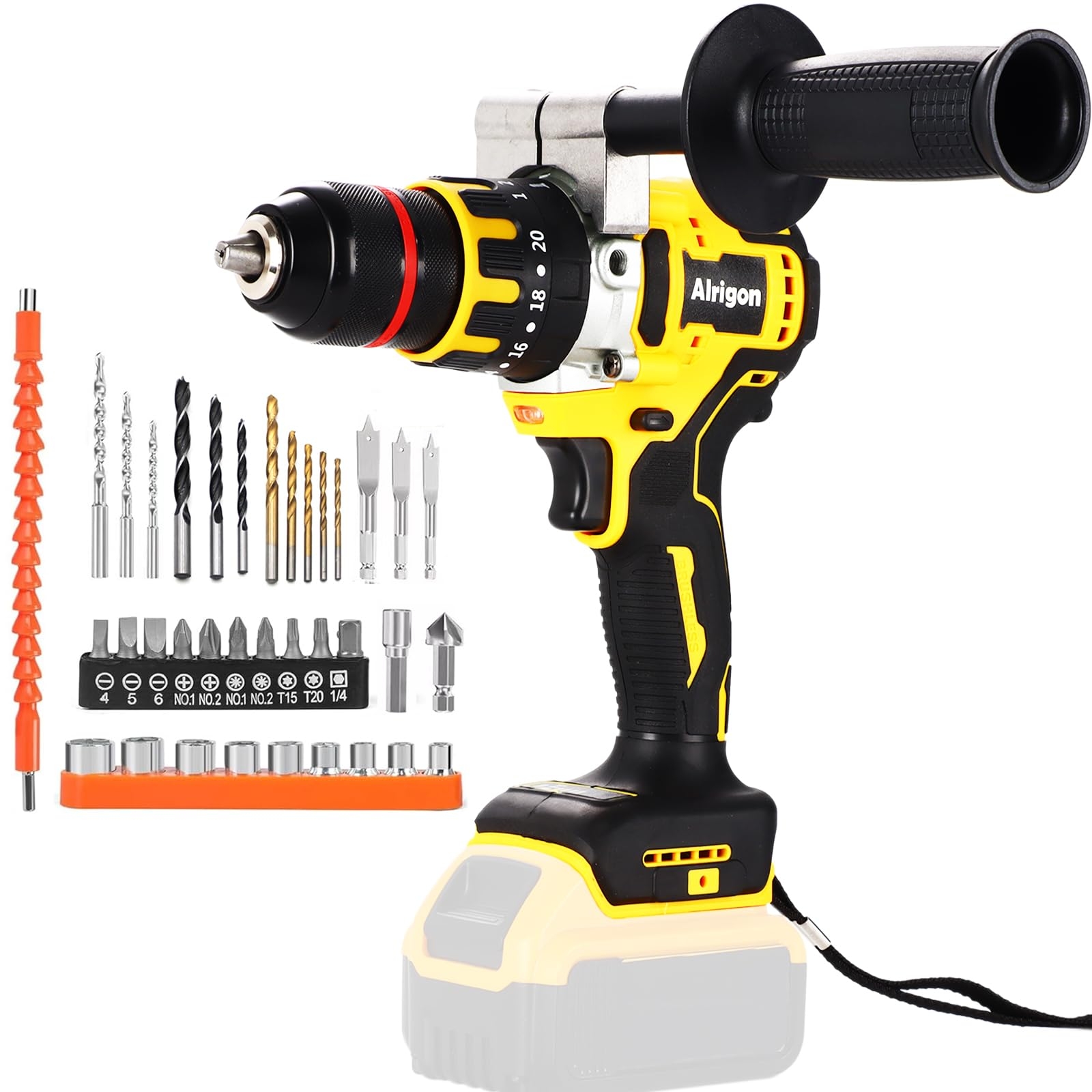 Cordless Hammer Drill Compatible With Dewalt 20V Battery 20 1 1 Metal Clutch 33000 IPM Impact Hammer Drill Kit For Drilling Concrete Metal Wood Tool Only NO Battery Amazon