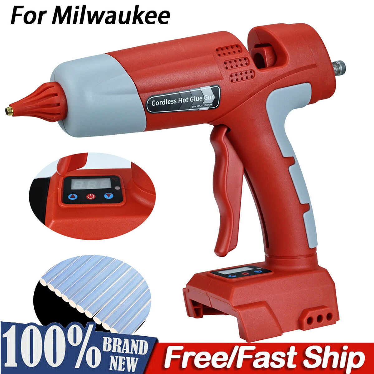 Cordless Hot Melt Glue Gun For Milwaukee Li ion Battery With Temperature Display EBay