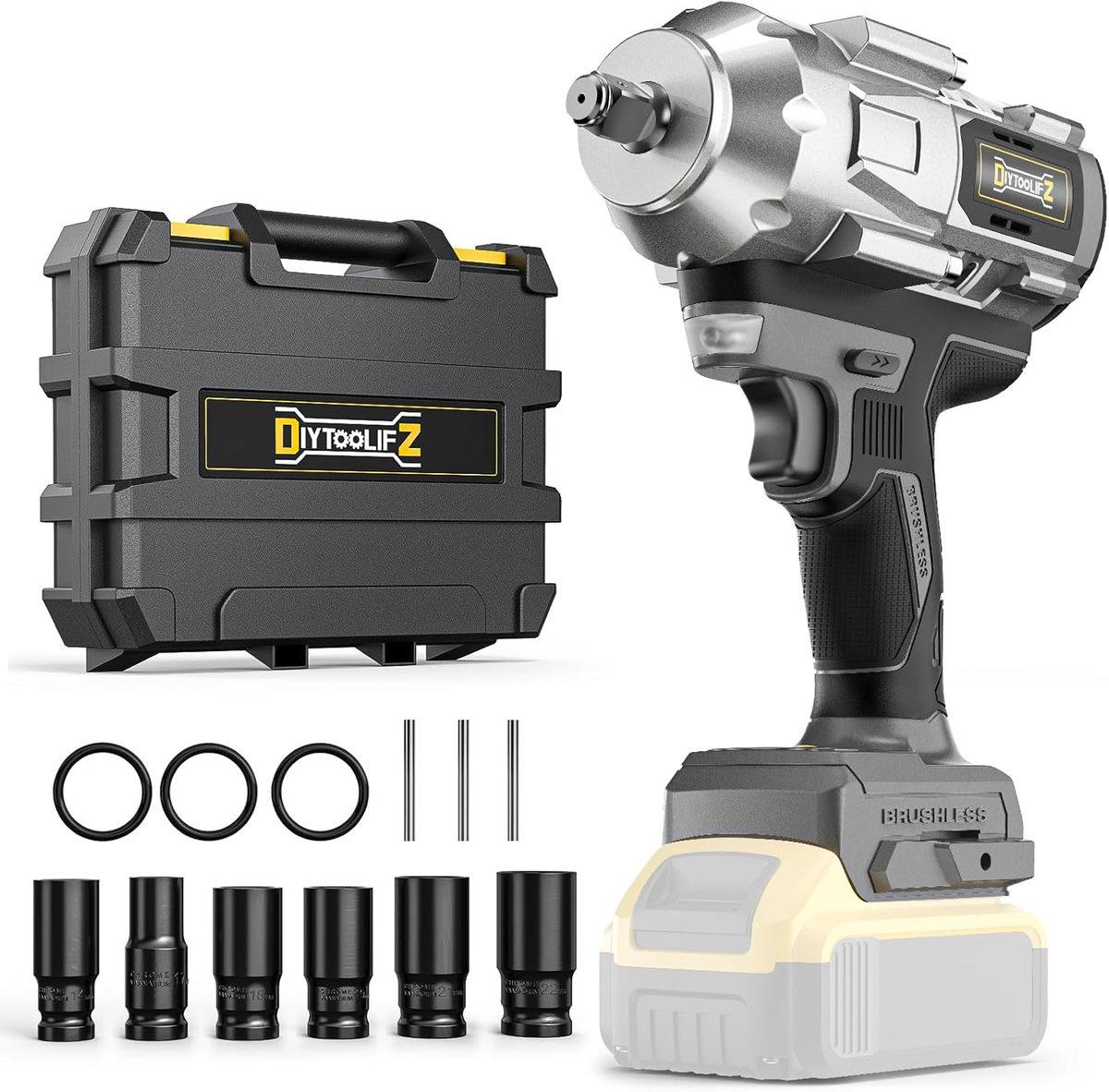 Cordless Impact Wrench 1 2 Inch For Dewalt 20V Battery 900Ft Lbs 1200N M Brush EBay