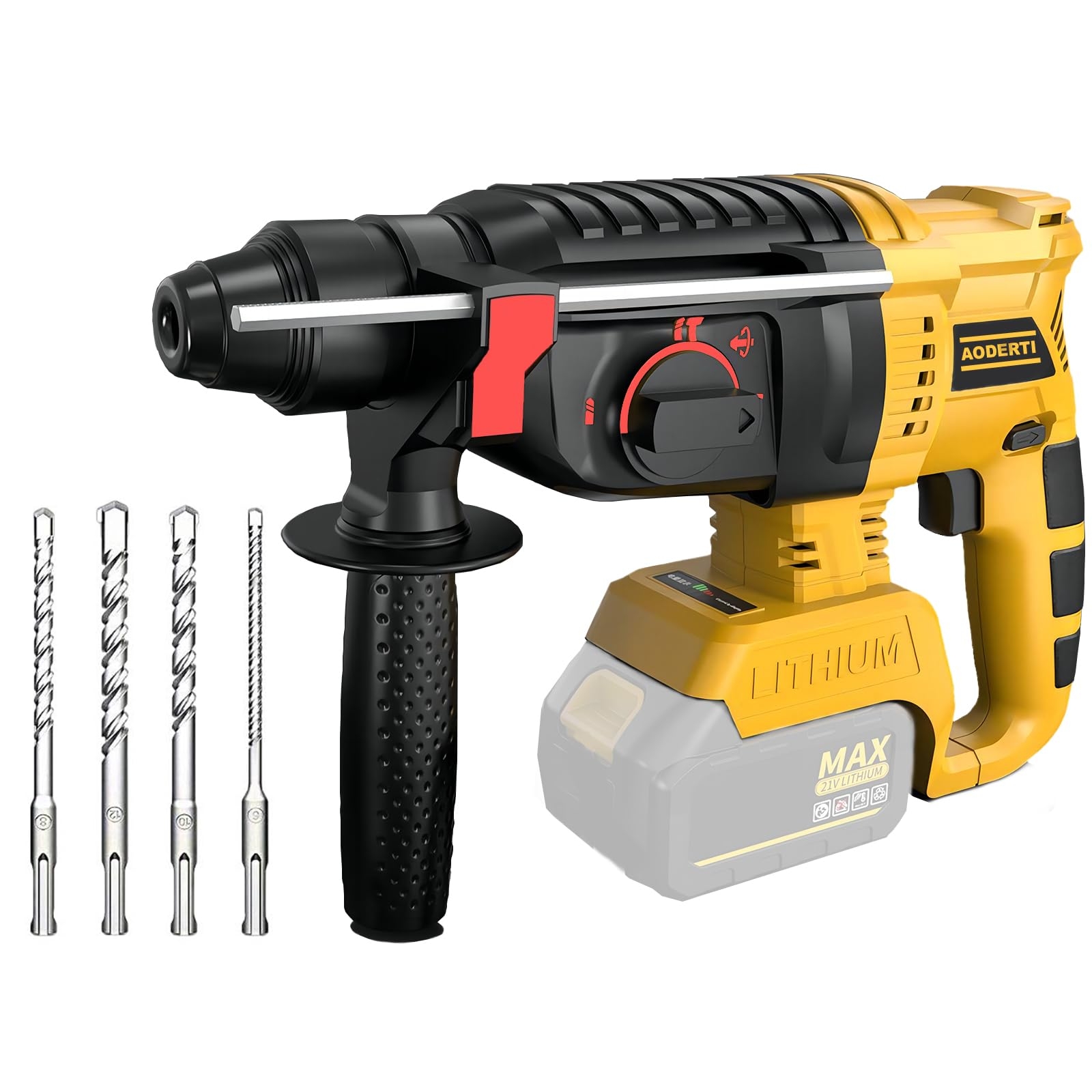 Cordless Rotary Hammer Drill For Dewalt 20V MAX Battery Brushless SDS Rotary Hammer With Safety Clutch For Concrete Masonry 4 Modes With 360 Auxiliary Handle And 4 Drill Bits Battery Not Included Amazon