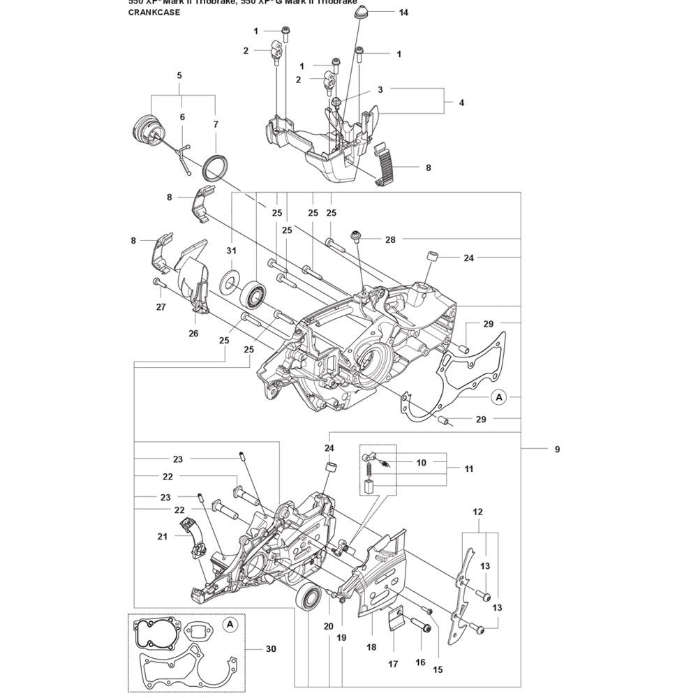 Crankcase Assembly For Husqvarna 550XP Mark II Triobrake Chainsaw L S Engineers