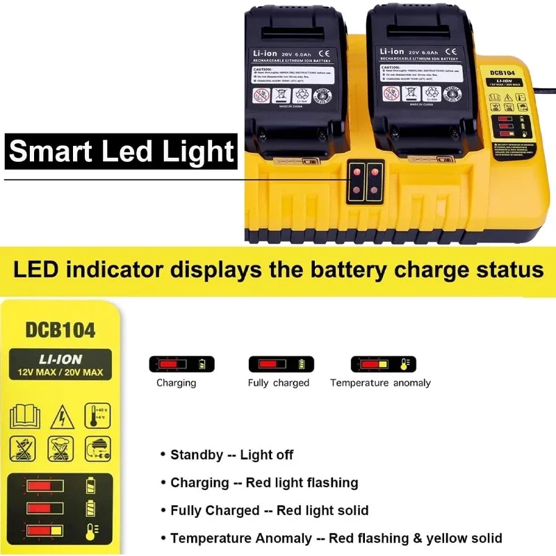 DCB104 Li ion Battery Charger 4 Port 2A Current For Dewalt 10 8V 12V 14 4V 18V 20V 60V DCB127 DCB105 DCB118 DCB112 DCB119 DCB102 AliExpress 44