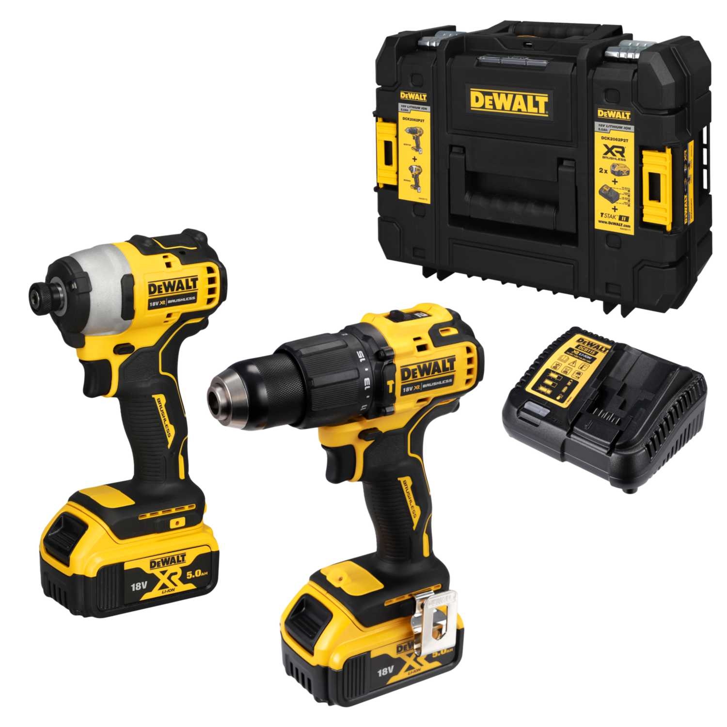 DCK2062P2T GB 18V Combi Drill And Impact Driver Kit CEF