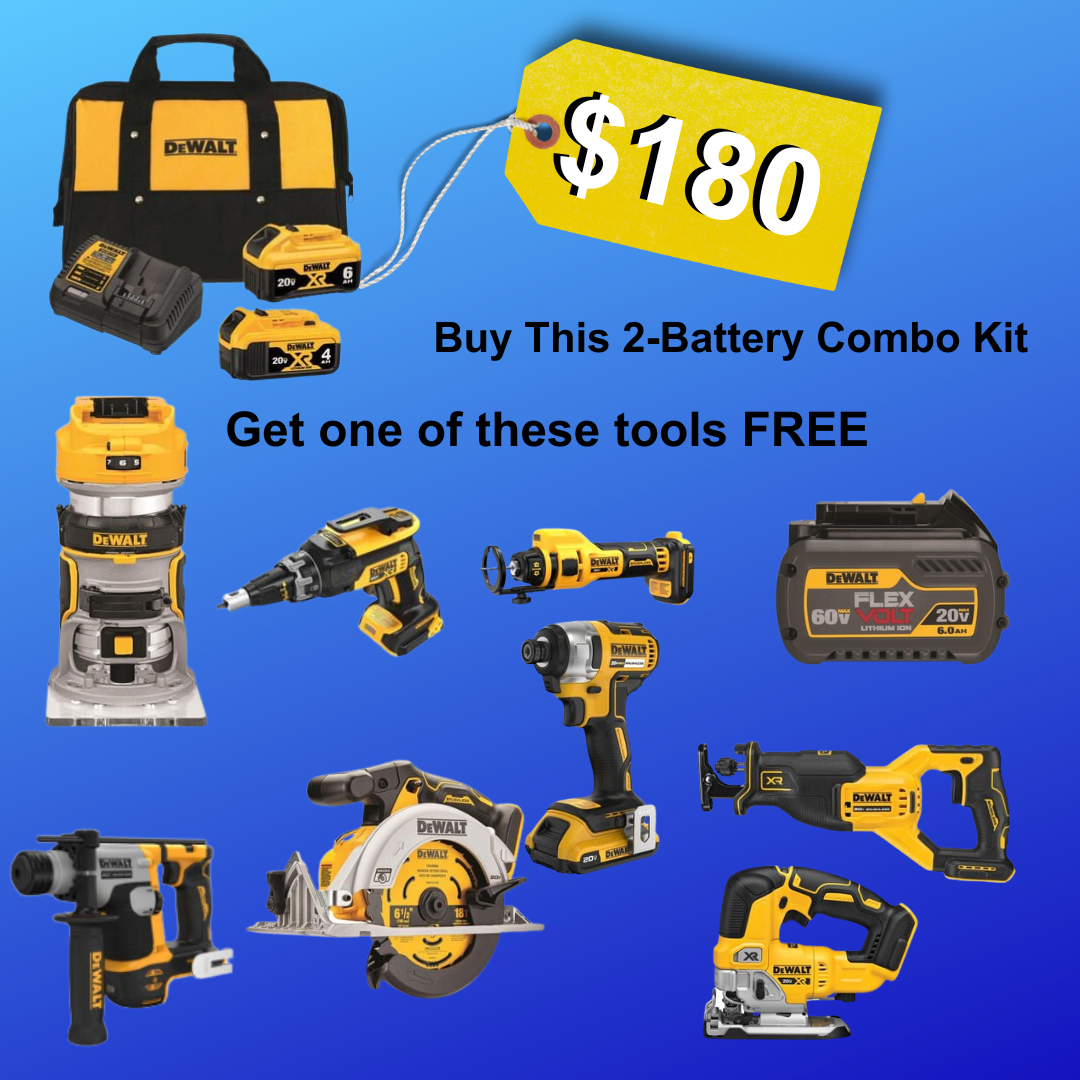 DEAL On This DeWALT 2 Battery Combo Starter Kit PLUS Free Tool 