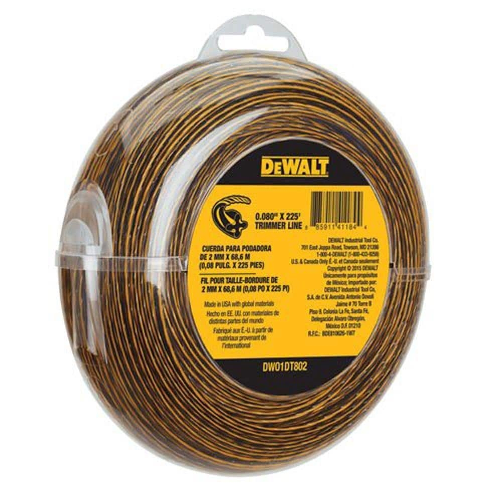 DEWALT 0 080 In X 225 Ft Replacement Line For Cordless Battery Operated Bump Feed String Grass Trimmer Lawn Edger DWO1DT802 The Home Depot