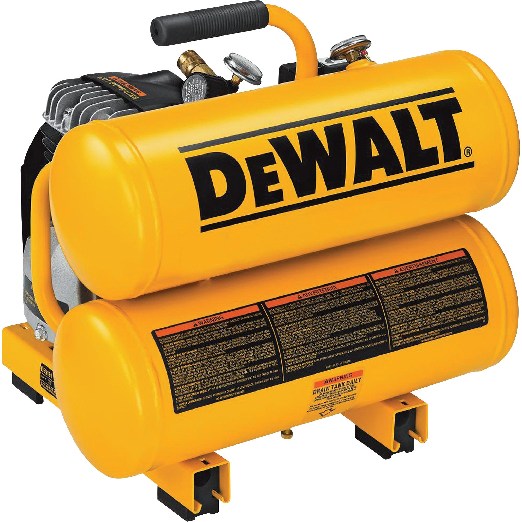 DEWALT 1 1 HP 4 Gallon Twin Tank Portable Air Compressor 3 2 CFM 100 PSI Model D55151 Northern Tool