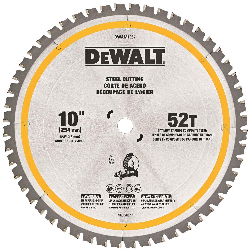 DeWalt 10 in 52 Tooth Tungsten Carbide Tipped Steel Chop Saw Blade Individual DWAM1052