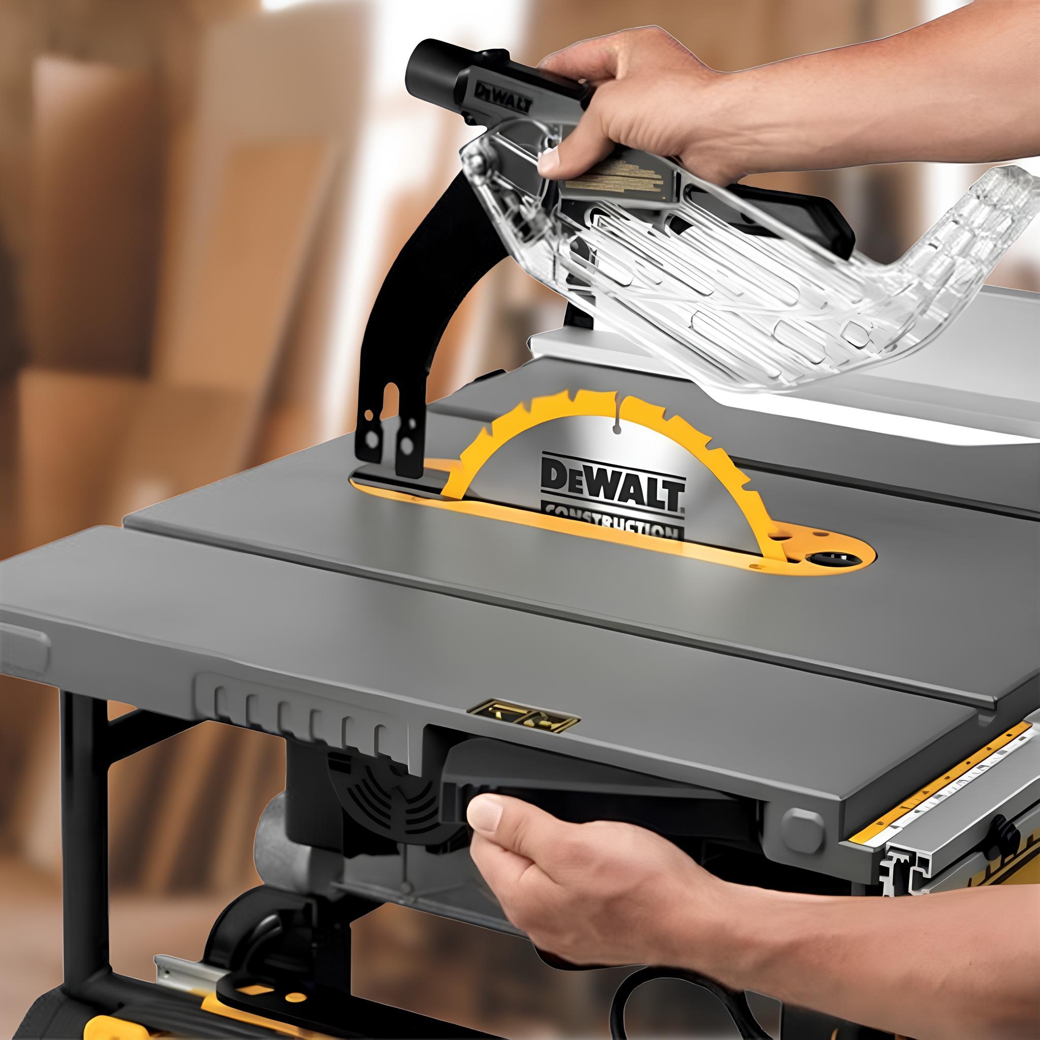 DEWALT 10 Inch Table Saw 32 1 2 Inch Rip Capacity 15 Amp Motor With Rolling Collapsible Stand DWE7491RS Our Power Tools