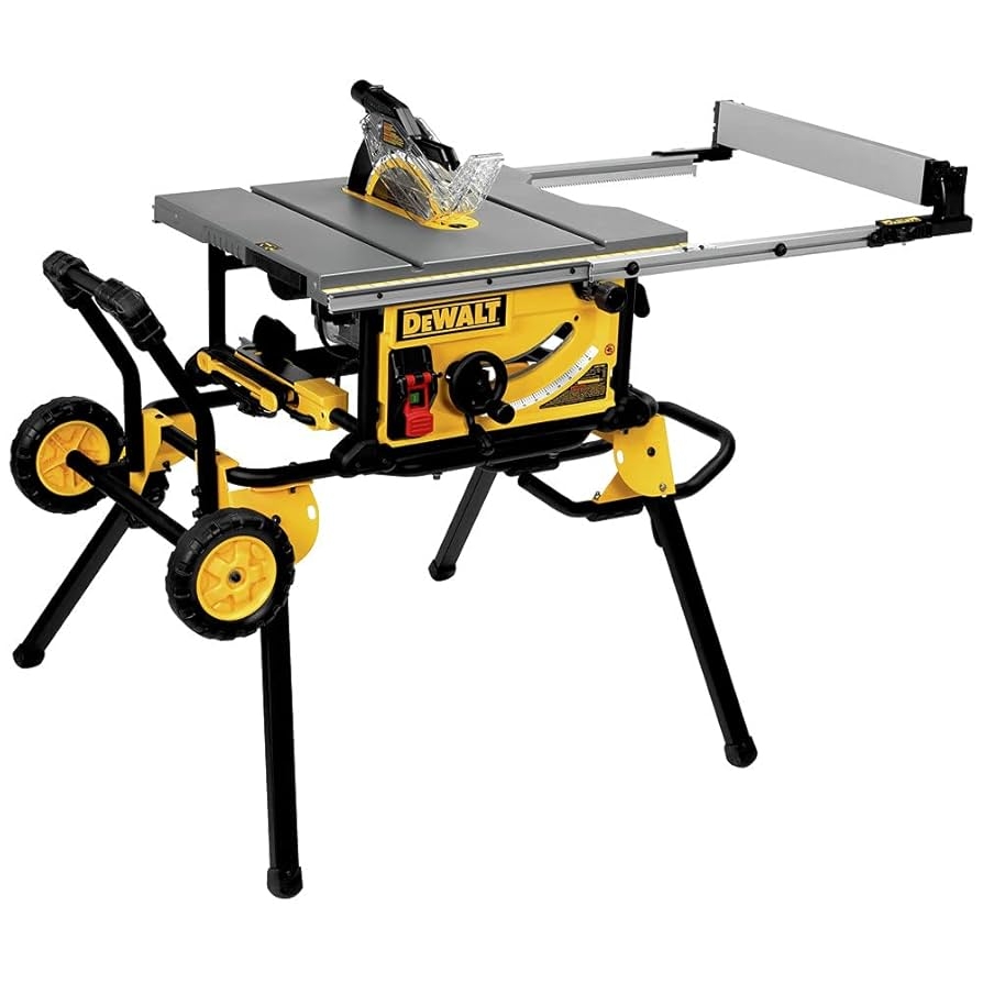 DEWALT 10 Inch Table Saw With Rolling Stand 32 1 2 Inch Rip Capacity DWE7491RS Power Table Saws Amazon