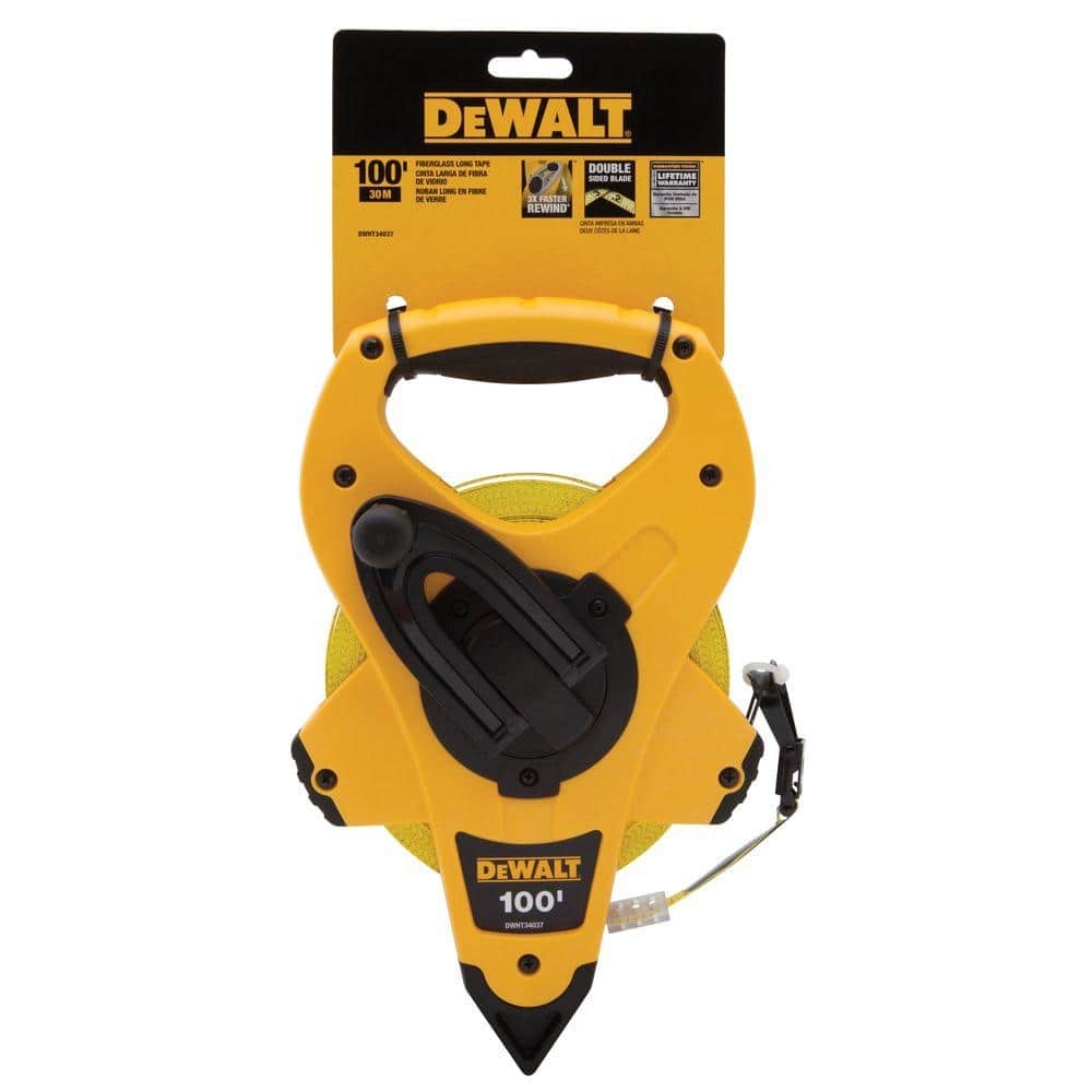 DEWALT 100 Ft Open Reel Fiber Glass Long Tape DWHT34037 The Home Depot