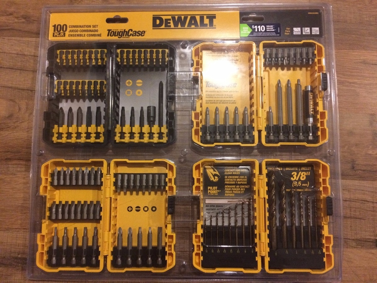 DEWALT 100 PC DRILL DRIVER BIT SET W 4 TOUGH CASES DWA24CASE2 DWA100SET