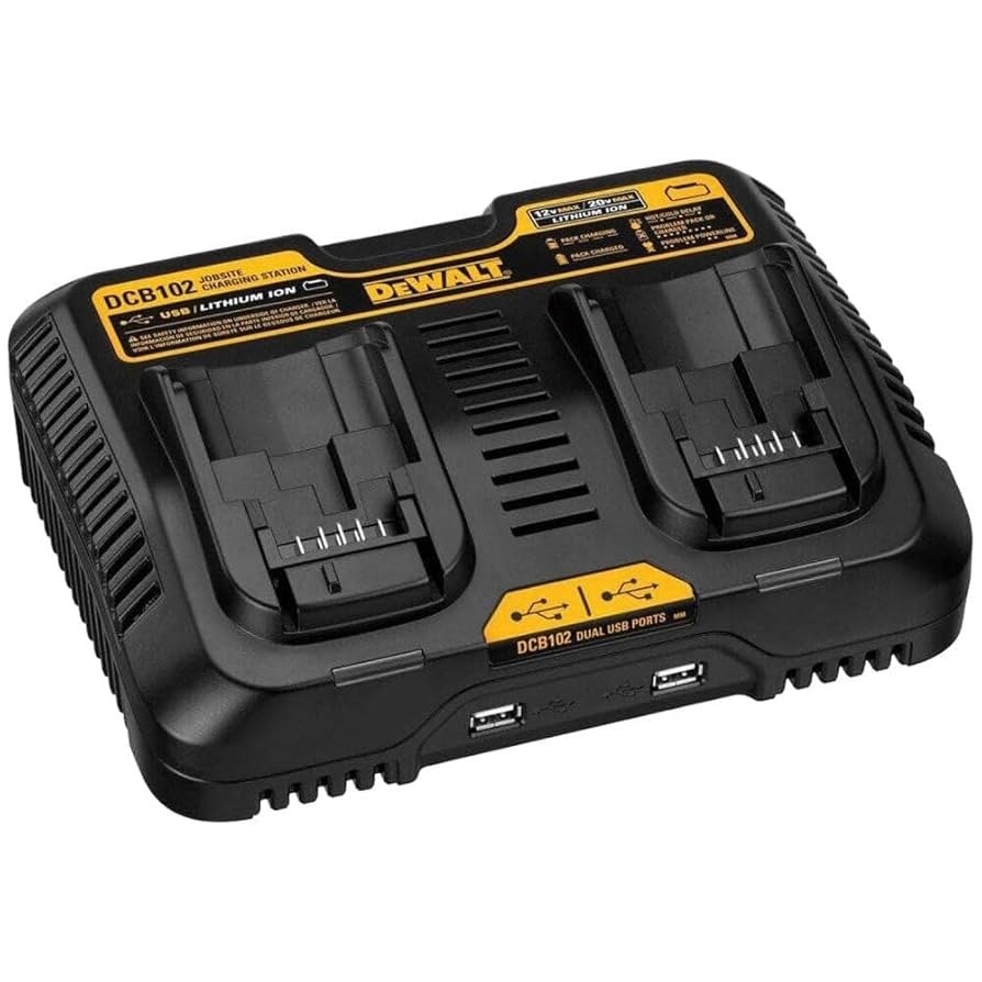 DEWALT 12 20V MAX Battery Charger Corded Dual Charging Station 2 USB Ports Included DCB102 Amazon