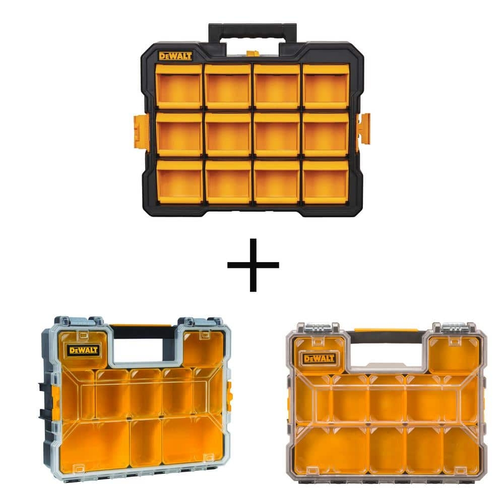 DEWALT 12 Compartment Flip Bin Small Parts Organizer 10 Compartment Deep Pro And 10 Compartment Shallow Pro Organizers DWST14121825925 The Home 