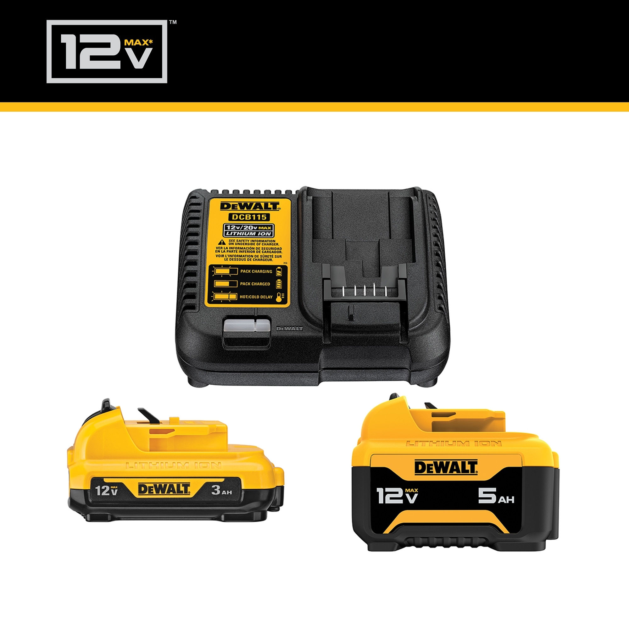 DEWALT 12 V 2 Pack Lithium ion Battery And Charger 3 Ah And 5 Ah DCB135C At Lowes