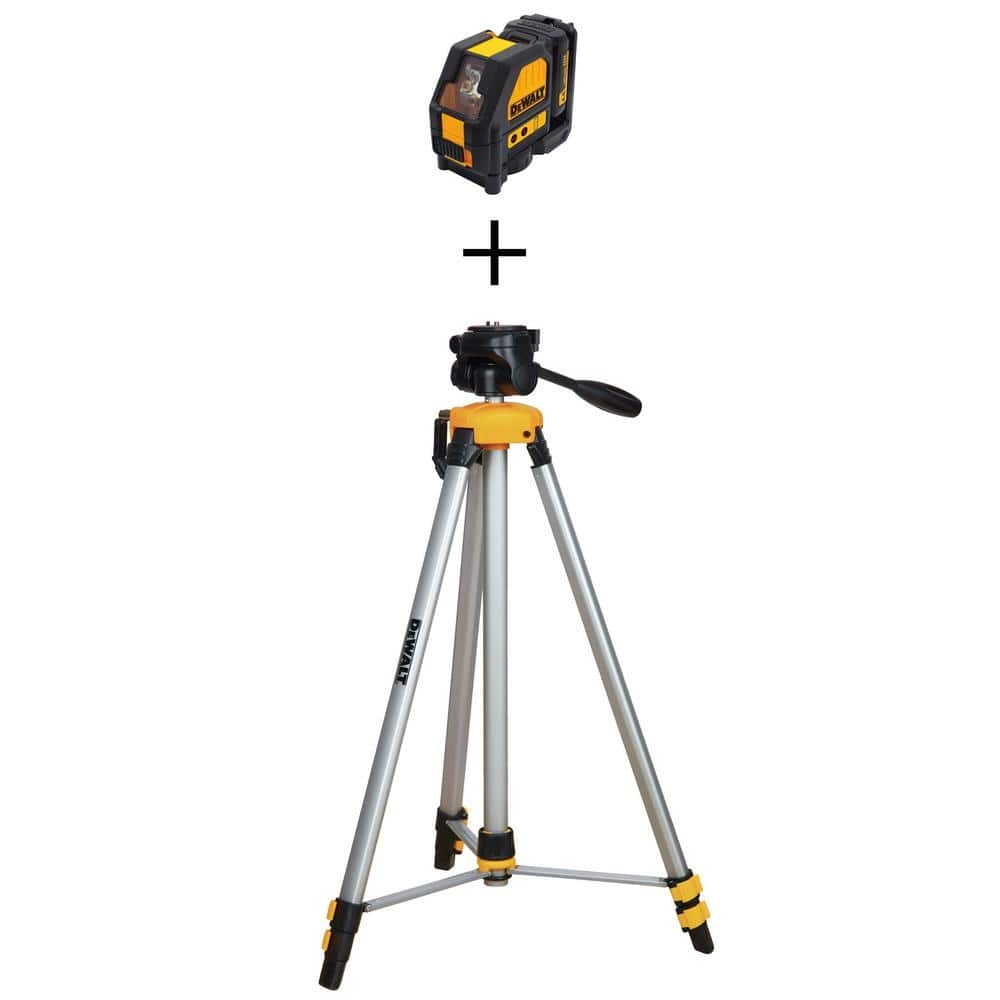 DeWalt 12V Max Lithium Ion 165 Ft Red Self Leveling Cross Line Laser Level Kit And Adjustable And Portable Tripod