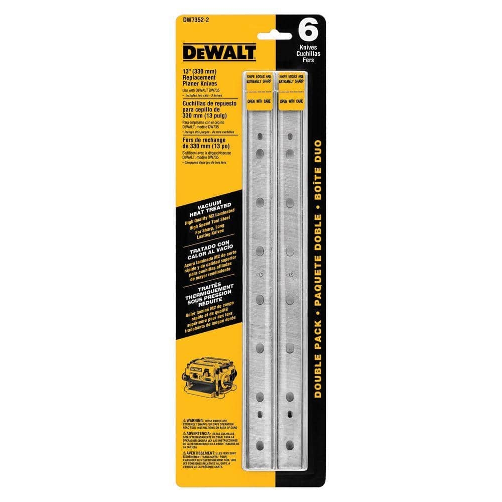 DEWALT 13 In Heat Treated Double Sided Replacement Planer Knives 2 Pack DW7352 2 The Home Depot