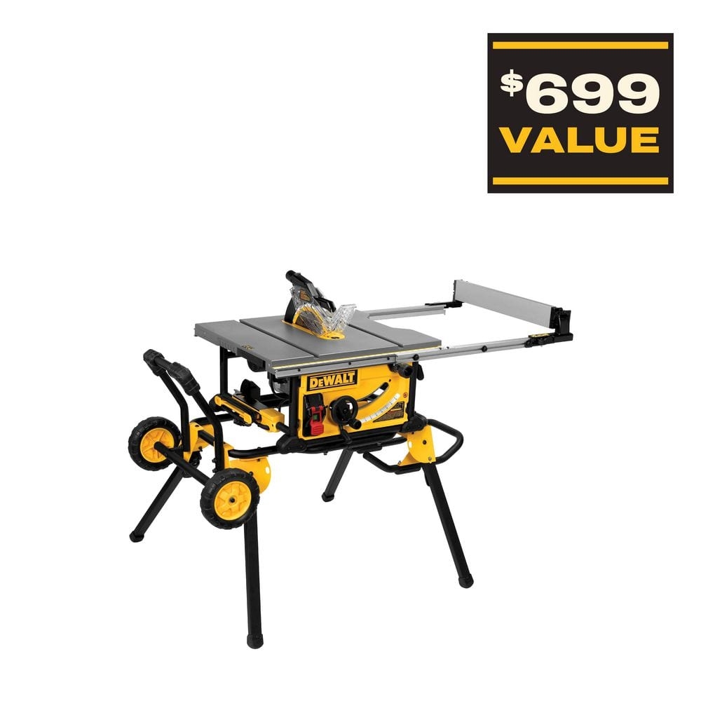 DEWALT 15 Amp Corded 10 In Job Site Table Saw With Rolling Stand DWE7491RS The Home Depot