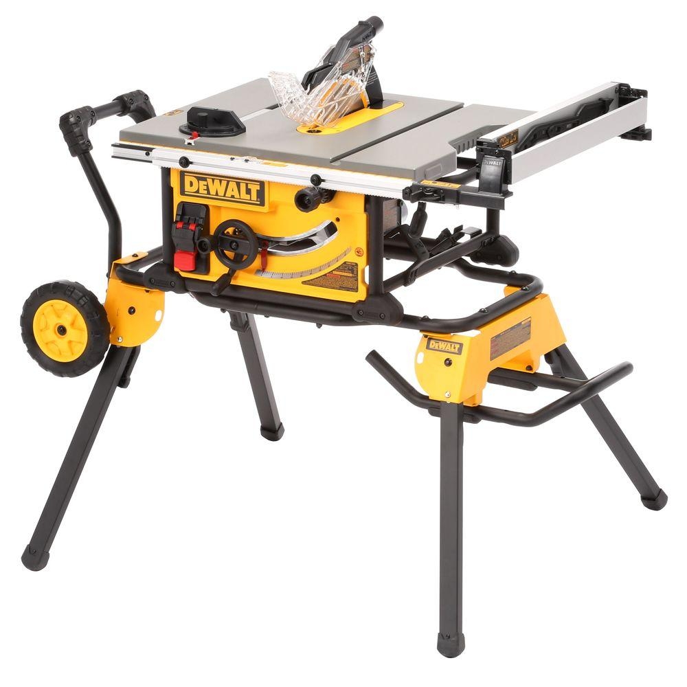DEWALT 15 Amp Corded 10 In Job Site Table Saw With Rolling Stand DWE7491RS The Home Depot