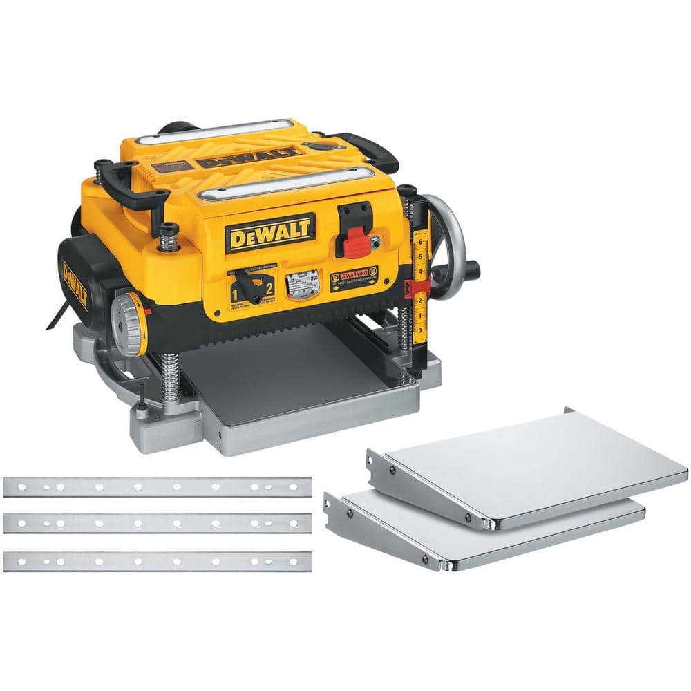 DEWALT 15 Amp Corded 13 In Heavy Duty 2 Speed Bench Planer With 3 Knives In Feed Table And Out Feed Table DW735X The Home Depot